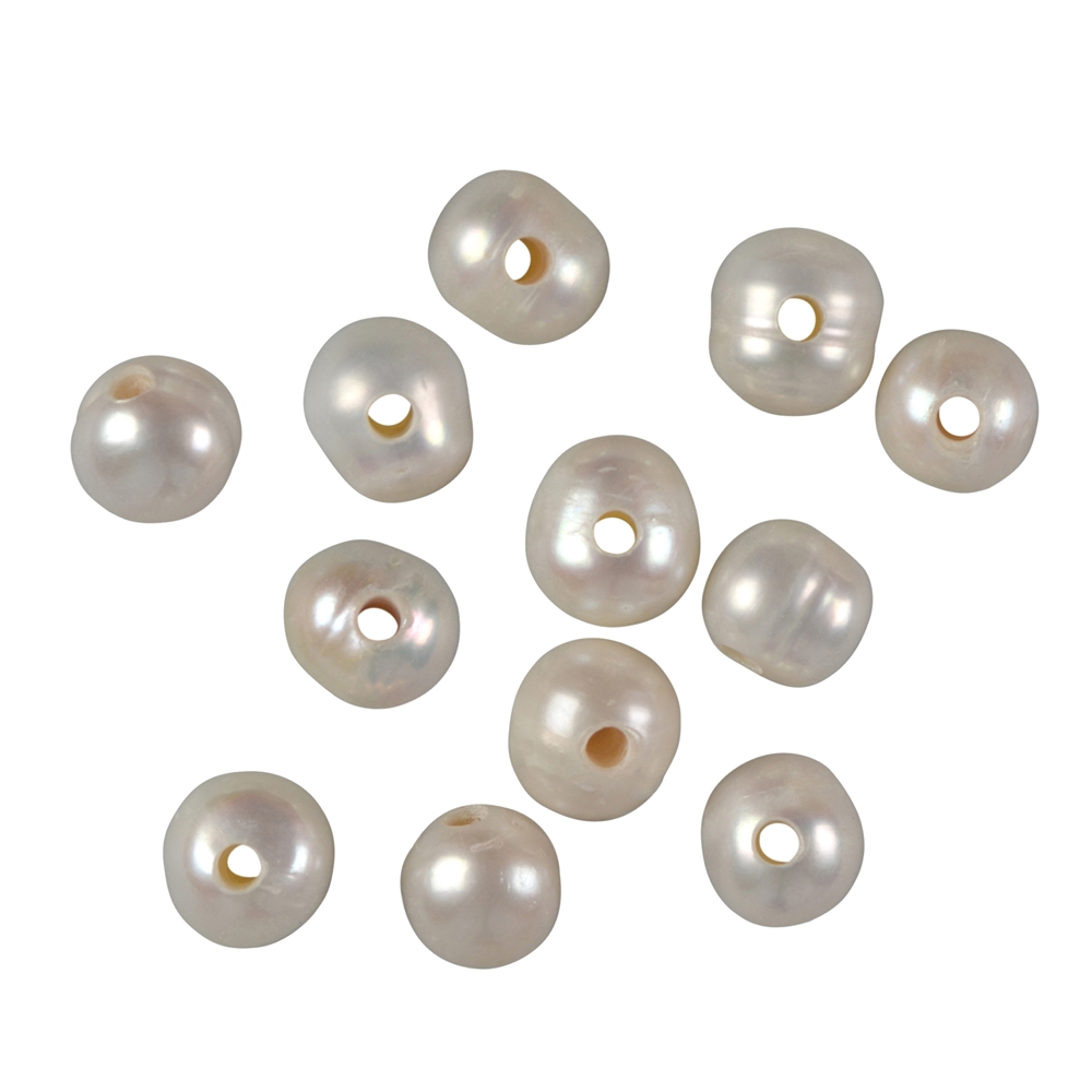 Perles ovales percées, env. 09 - 12mm (12 pcs/unité)
