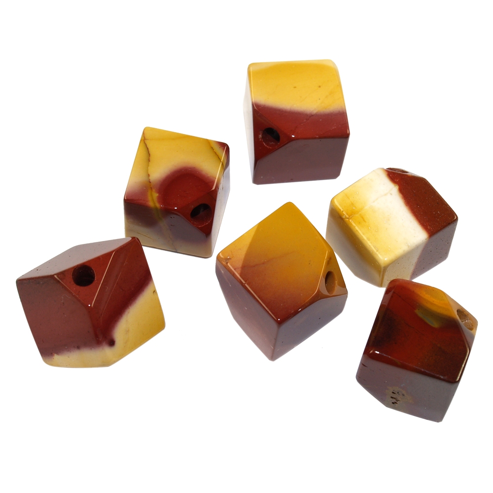Cube Mookaite drilled diagonally, 10mm