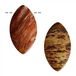 0418795616 Cabochon Navette versteinertes Holz gebohrt, 5,5cm | Marco Schreier