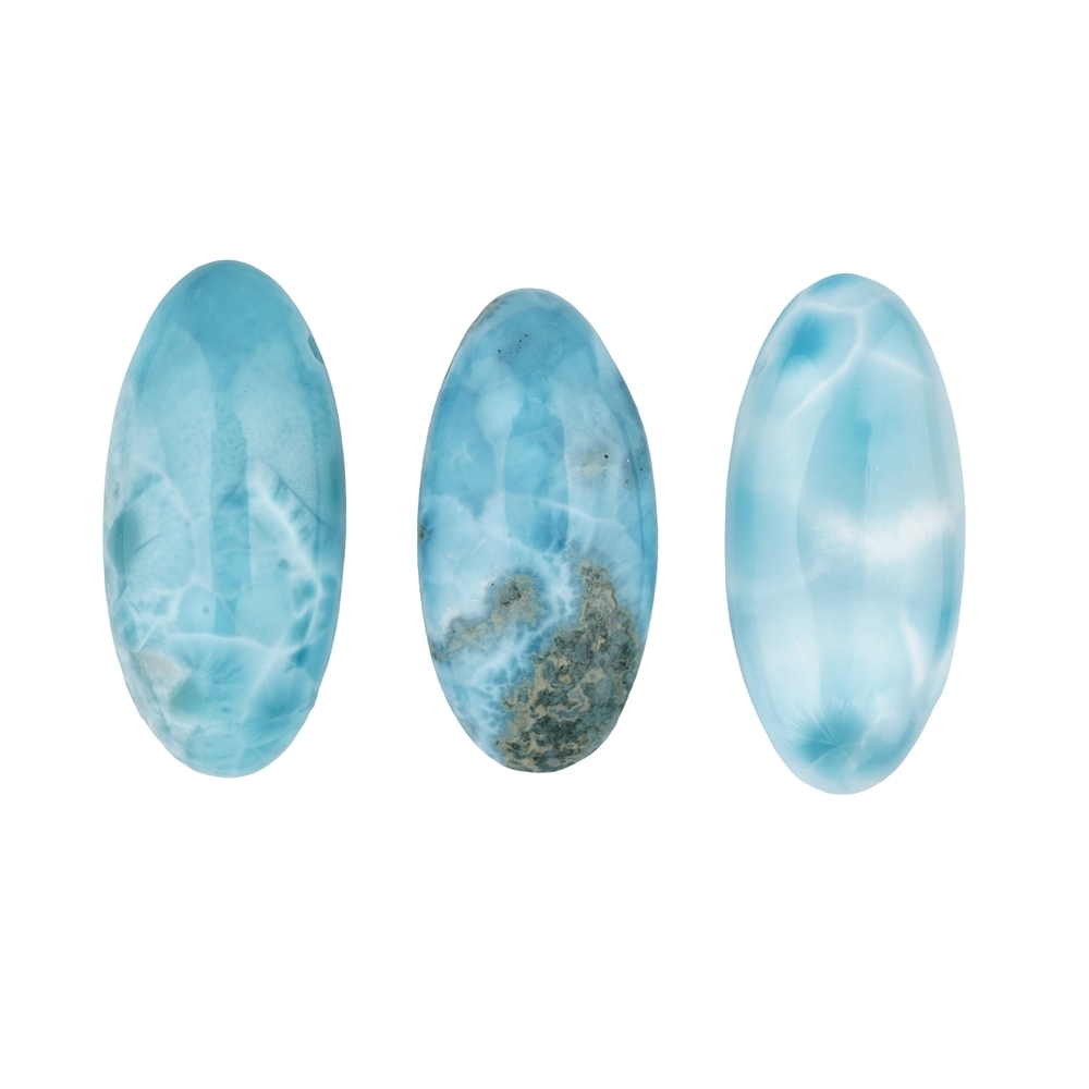 Larimar oval, perforado, 4,0 cm | piedras preciosas, piedras curativas y joyer&#237;a