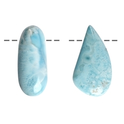 0419695663 Cabochon a forma libera di Larimar forato, 3,5 - 5,0 cm (grande) | Marco Schreier