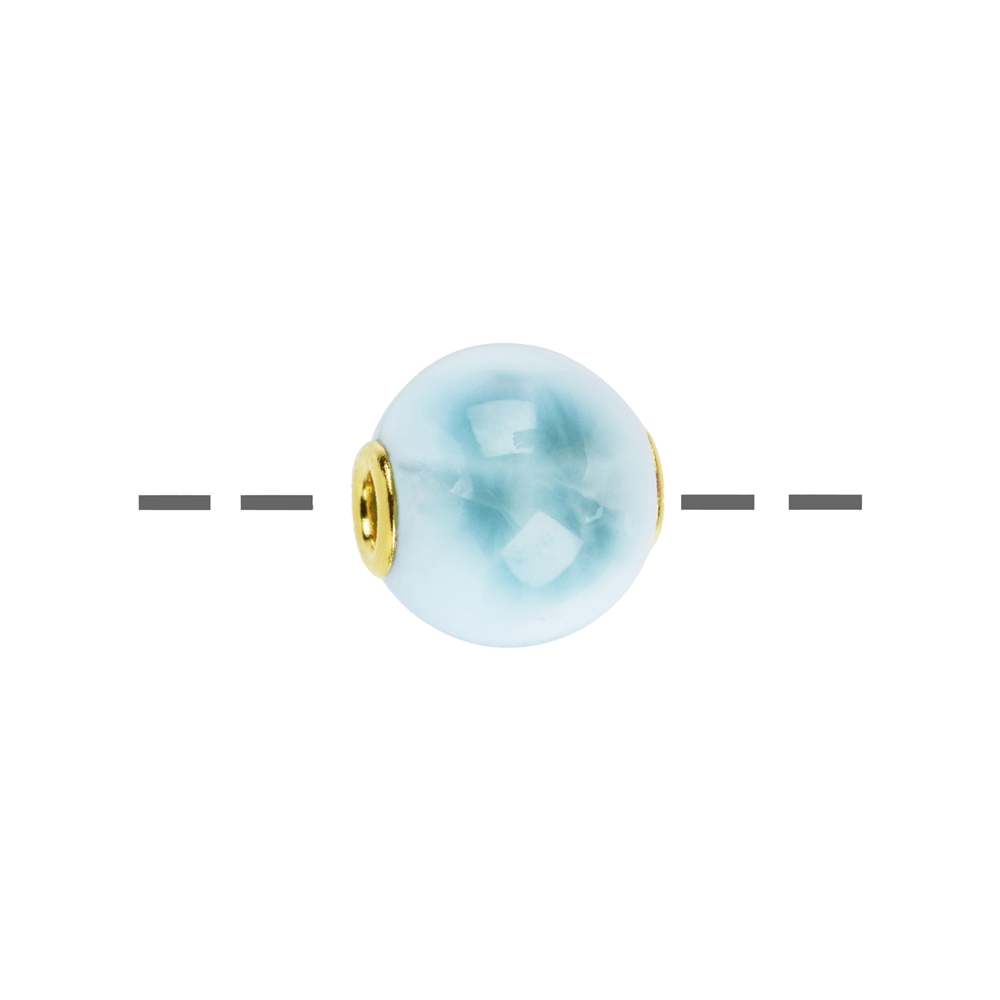 Jewelry ball Larimar 12mm, gold plated