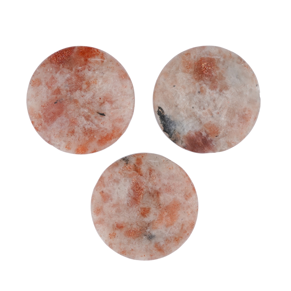 Circle sunstone, drilled, 3.0 cm