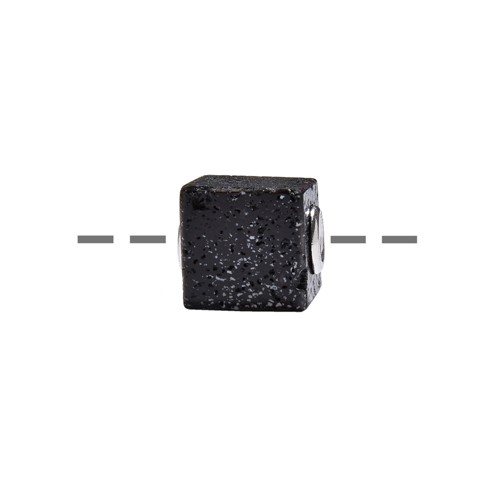 Lava cube, drilled, 1.0 cm, rhodiniert caps | wholesaler gems & healing stones