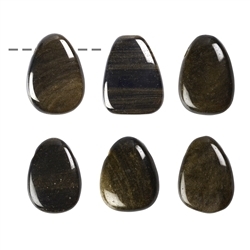 0428693002 Tumbled Stone Obsidian (Gold Glitter Obsidian) Drilled | Marco Schreier