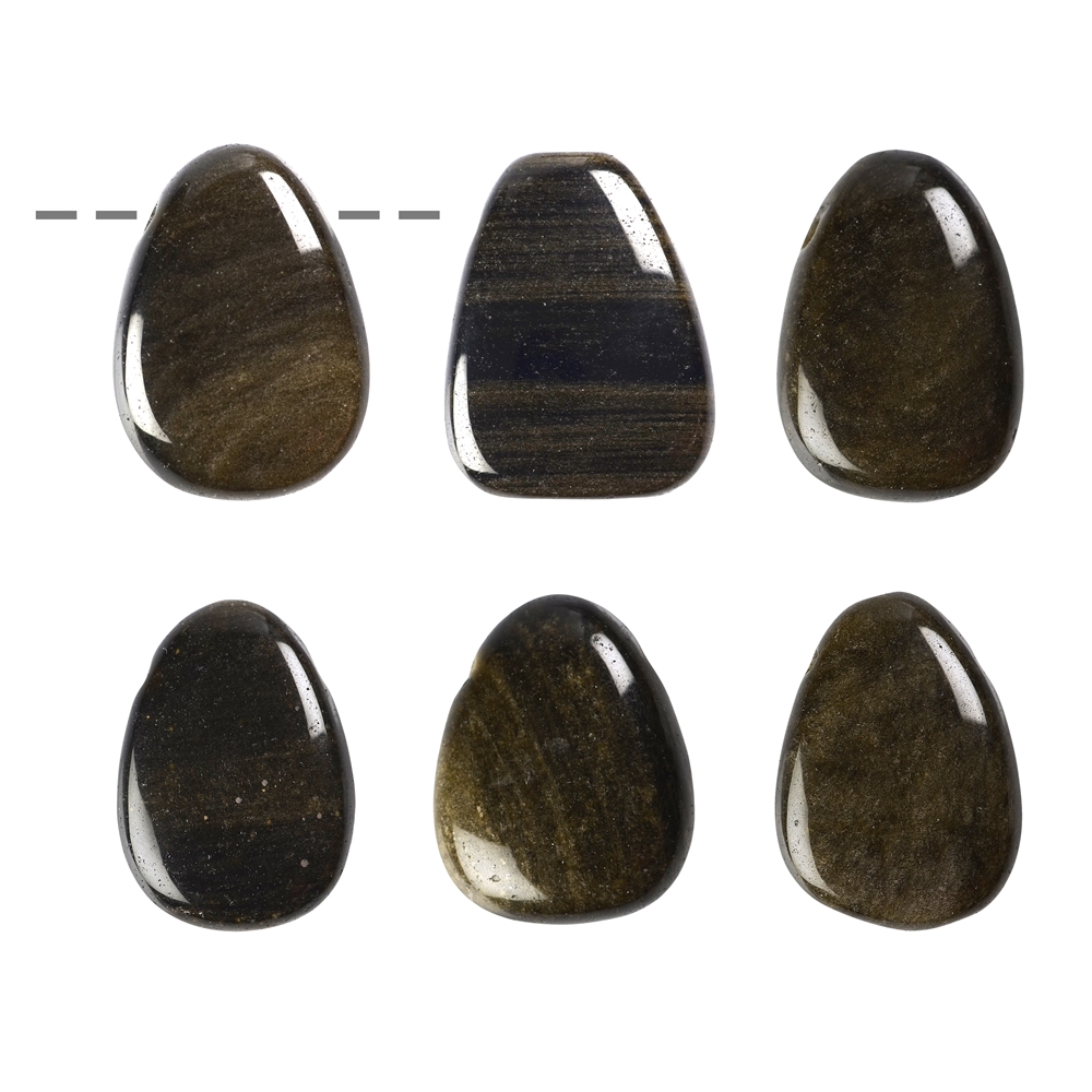 Tumbled Stone Obsidian (Gold Glitter Obsidian) Drilled