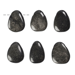 0428793002 Tumbled Stone Obsidian (Silver Shine Obsidian) Drilled | Marco Schreier