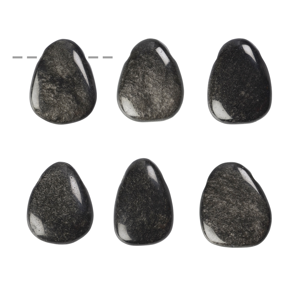Trommelstein Obsidian (Silberglanzobsidian) gebohrt