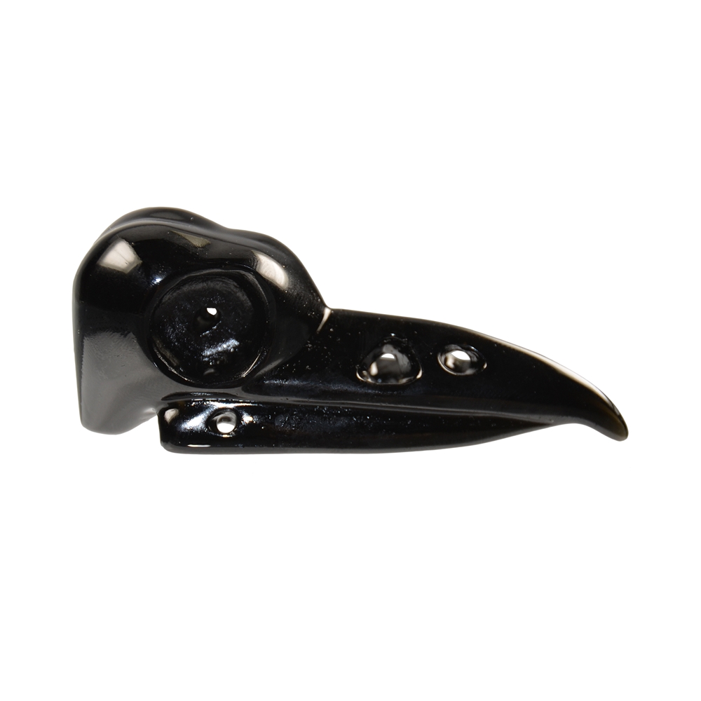 Crâne d'oiseau "Raven Skull" Obsidienne (noir) percée, 05cm