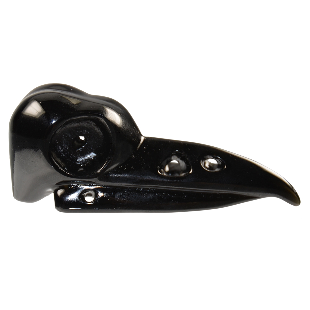 Vogelschädel "Raven Skull" Obsidian (schwarz) gebohrt, 07cm