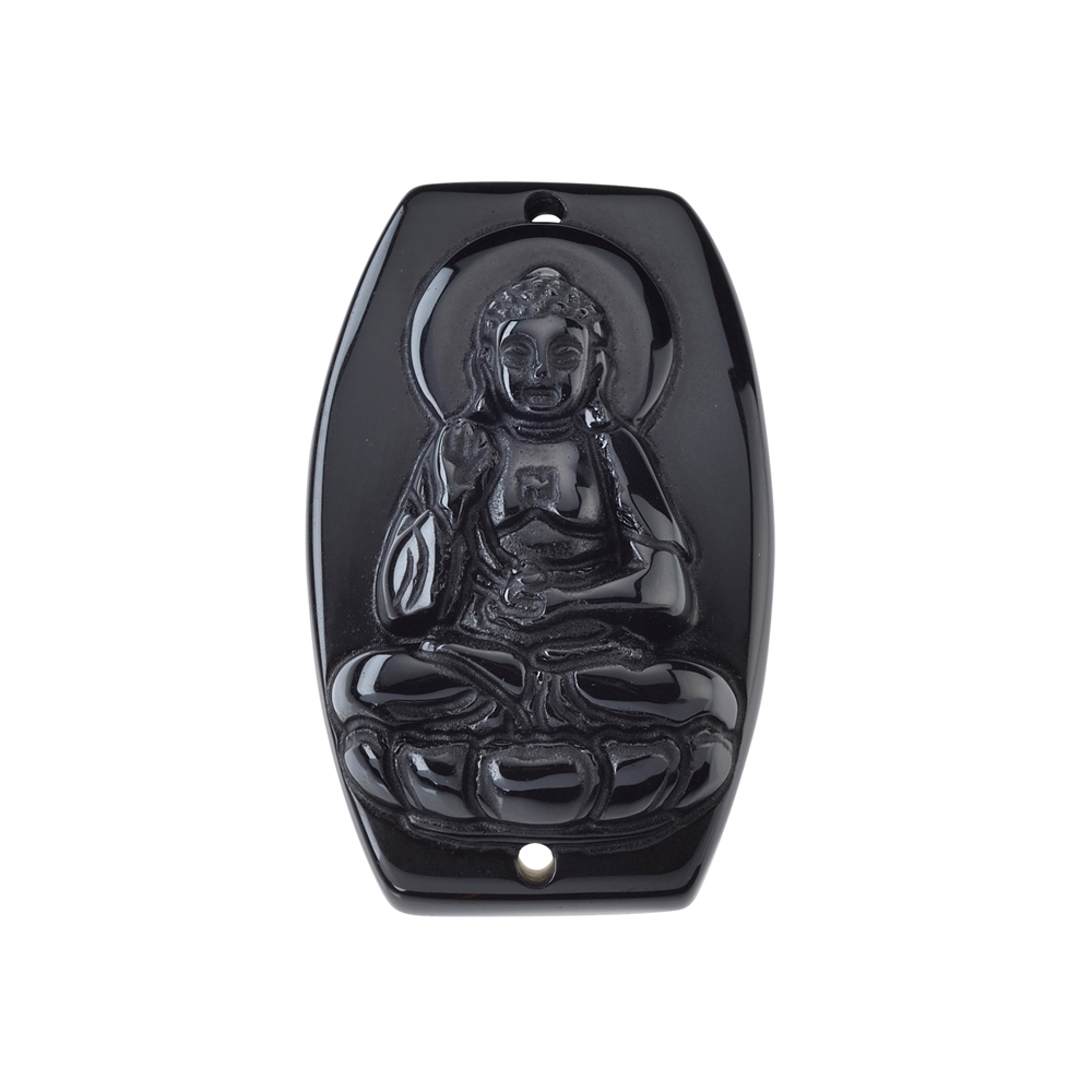 Ossidiana del Buddha della Medicina (nera) forata, 3,6 cm