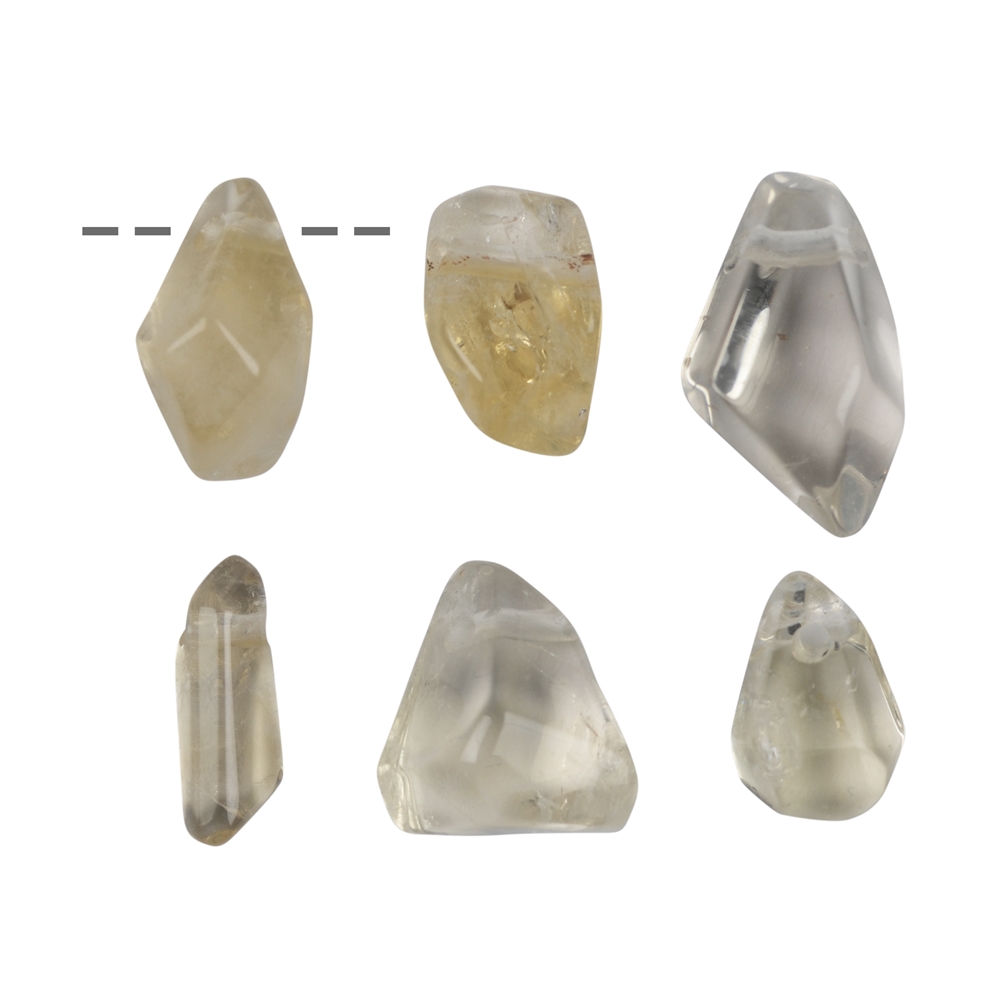 Cristal de roche percé en forme de coeur, 2,5cm (6 pcs/unité)