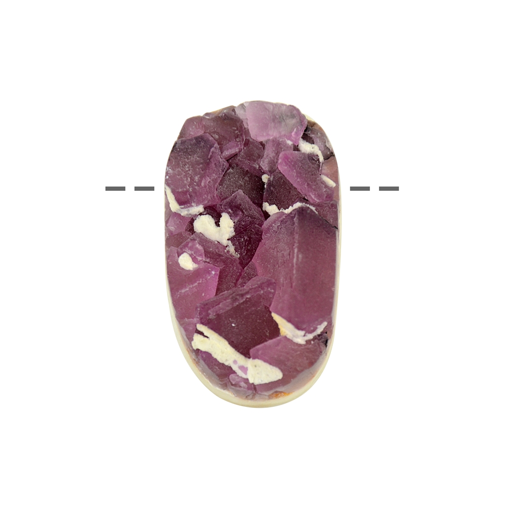 Fluorite ovale (viola, su quarzo) forata, 4,0 - 5,0 cm