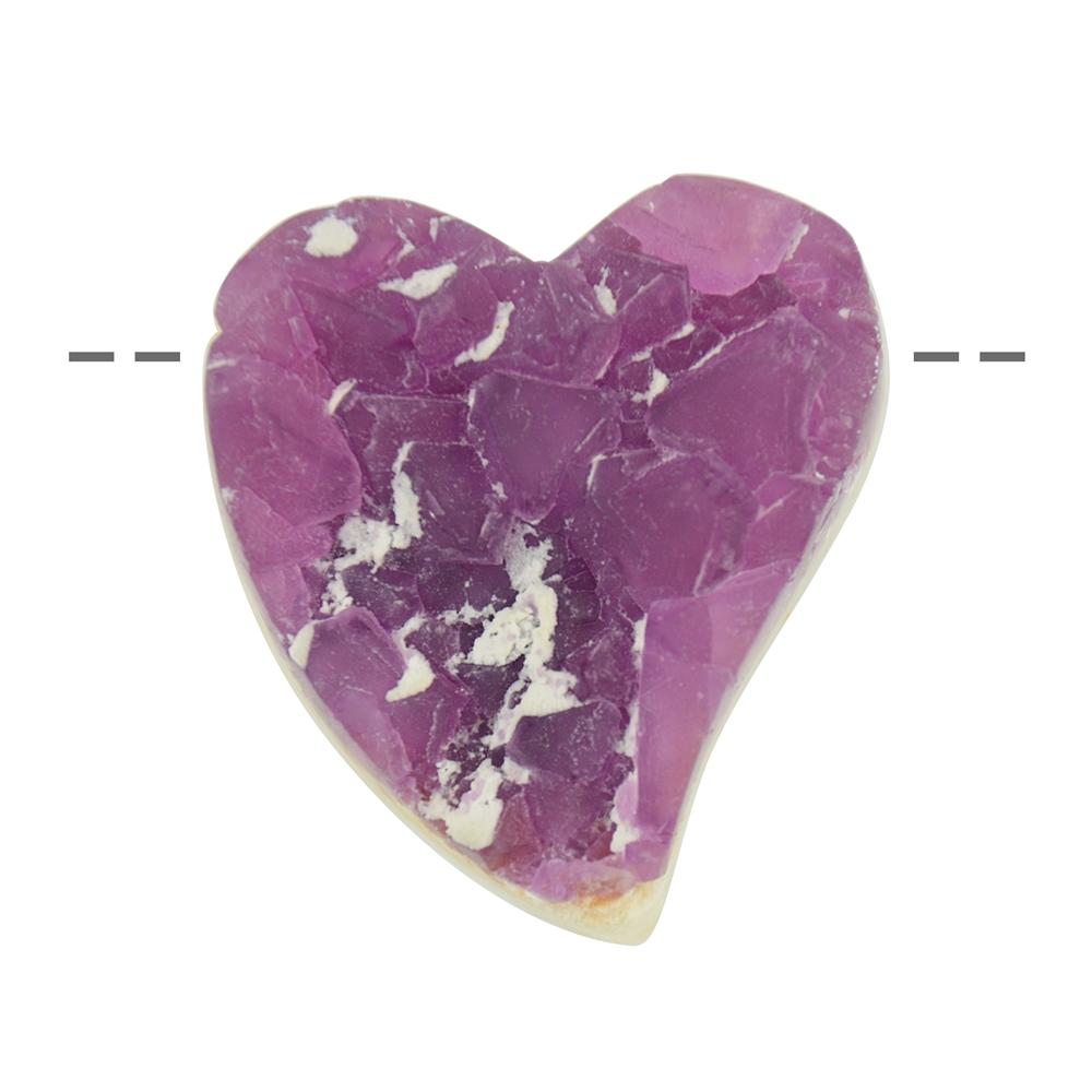 Fluorite (violette, sur quartz) percée en forme de cœur, env. 5,0cm