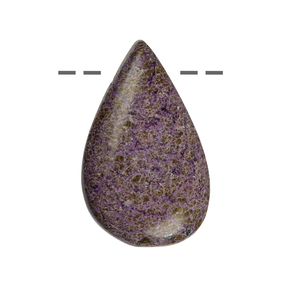 Goccia cabochon di stichtite AB forata, 3,0 - 4,0 cm