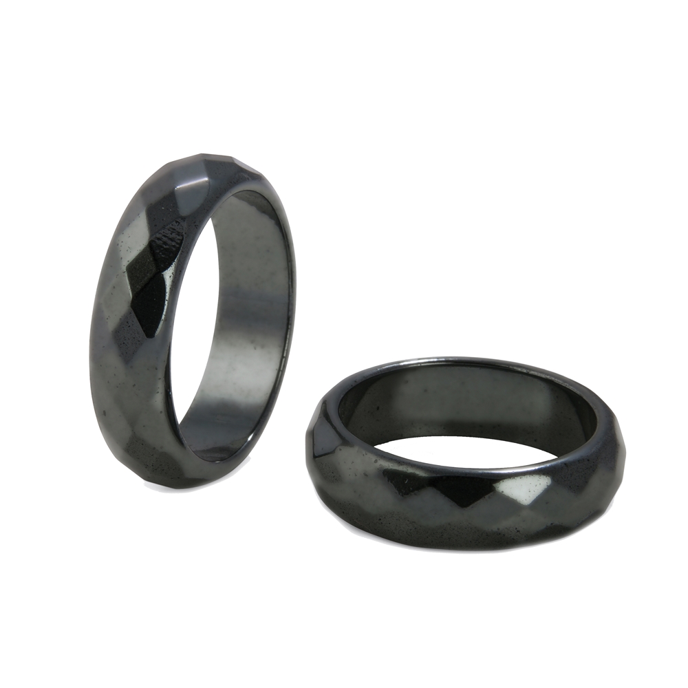 Hematin rings faceted, mixed sizes (50 pcs./VE)