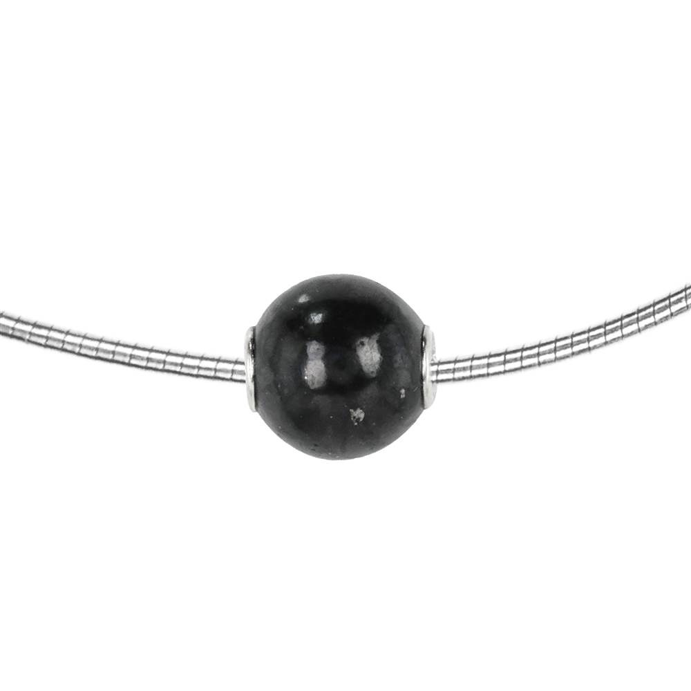 Boule de bijouterie en schungite (tige) 12mm, rhodiée