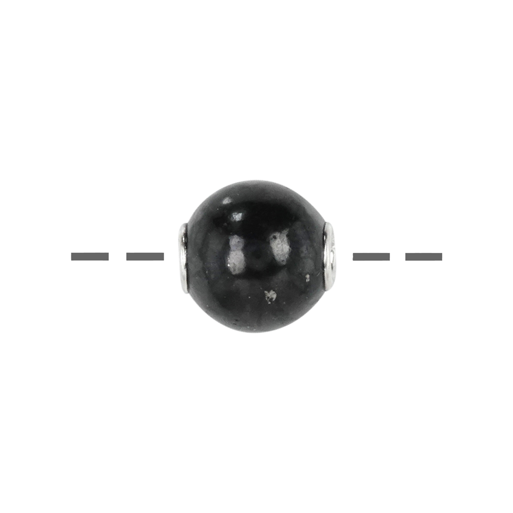 Boule de bijouterie en schungite (tige) 12mm, rhodiée