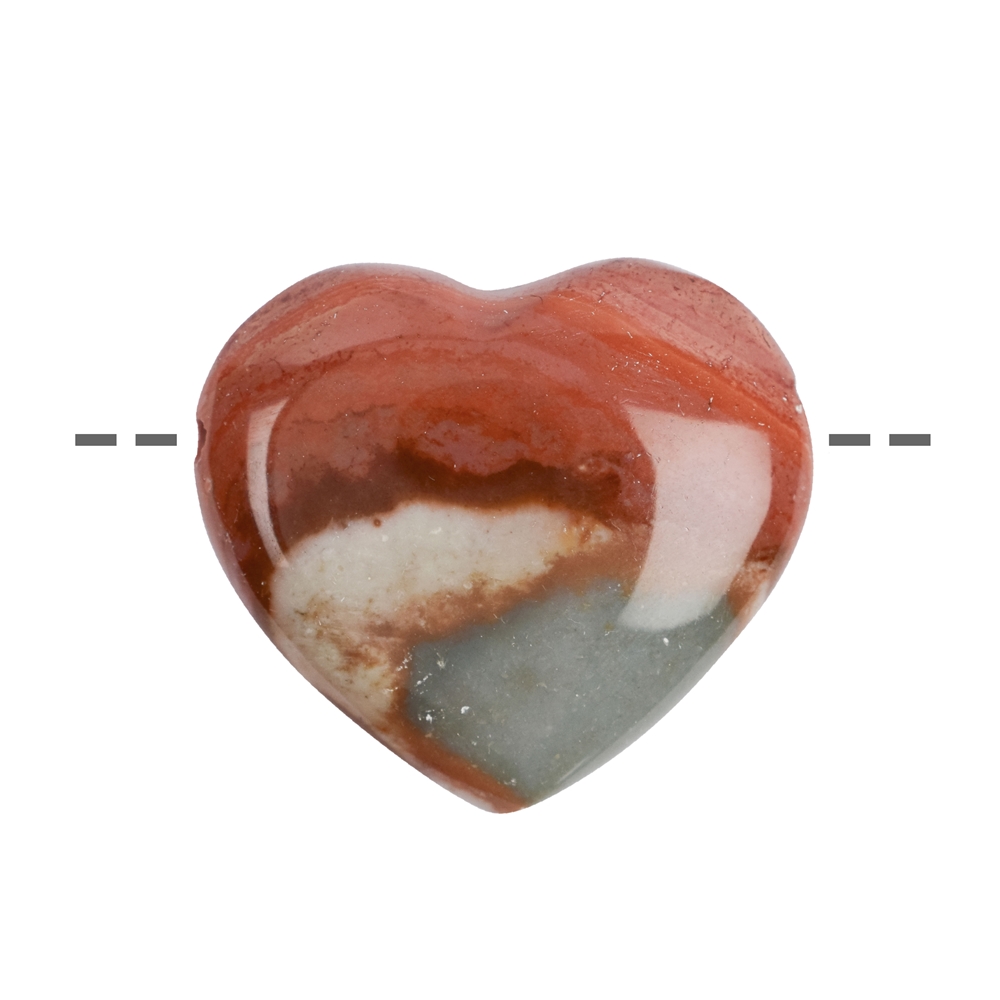 Cœur en jaspe polychrome percé, 3,0 - 4,0cm