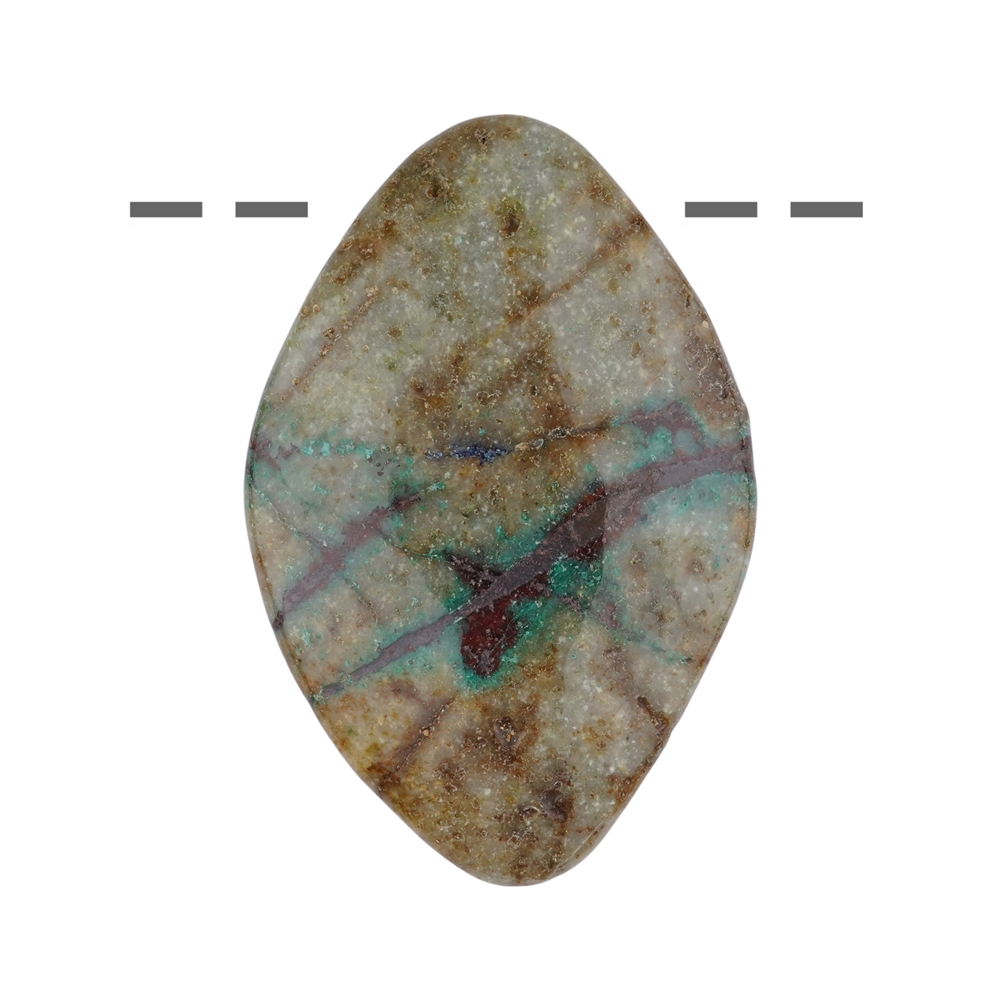 Cabochon di crisocolla cuprite forato, 5,0 - 6,0 cm