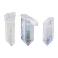 Cristal de roche brut percé, 3,0 - 4,0cm, titane vaporisé
