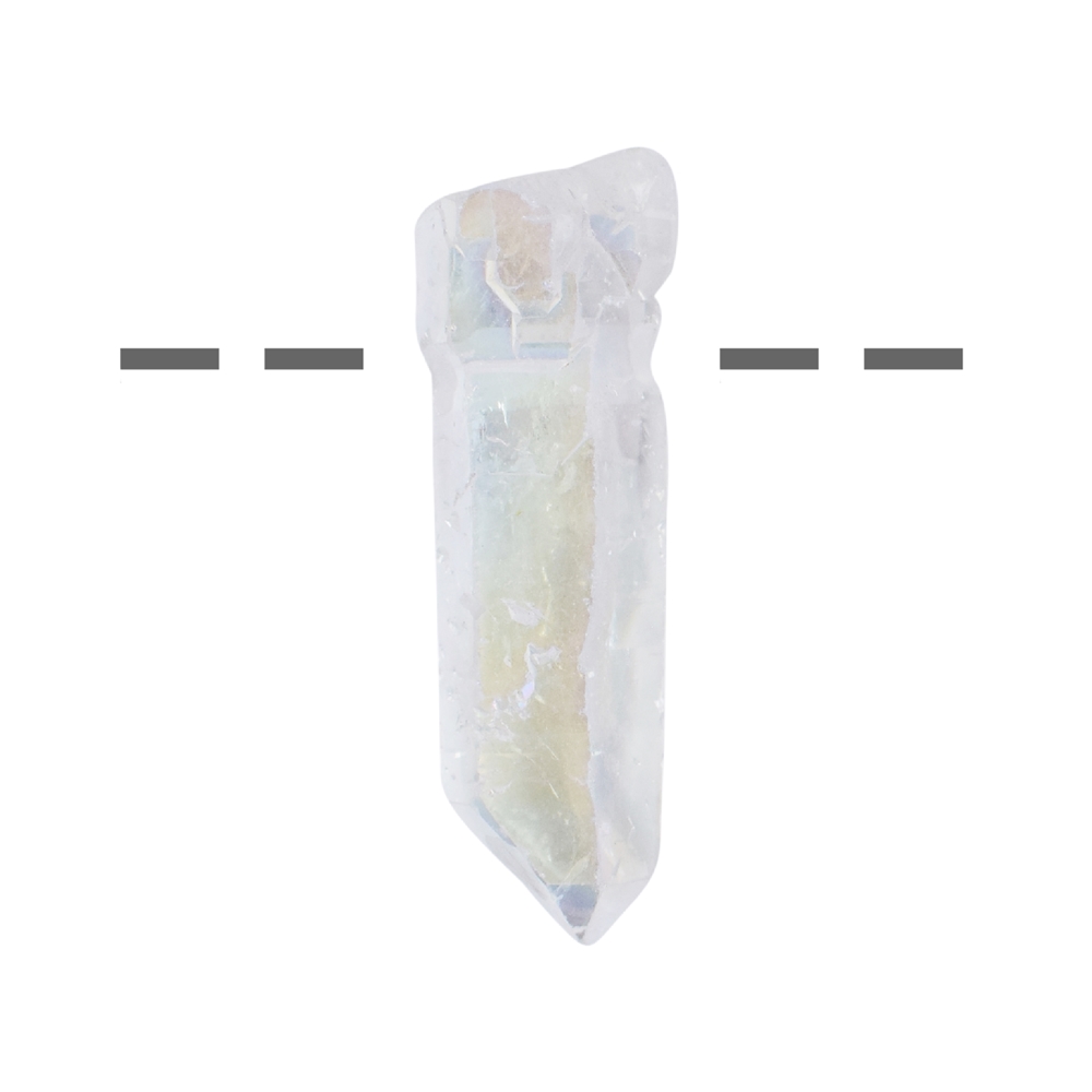 Cristal de roche brut percé, 3,0 - 4,0cm, titane vaporisé