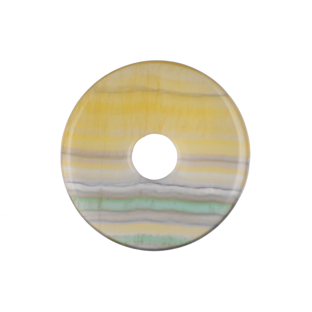 Ciambella di fluorite gialla striata, 40 mm