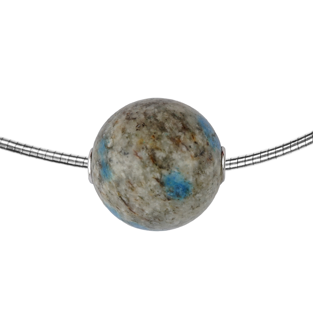 Perlina K2 (azzurrite in gneiss) 20 mm, rodiata