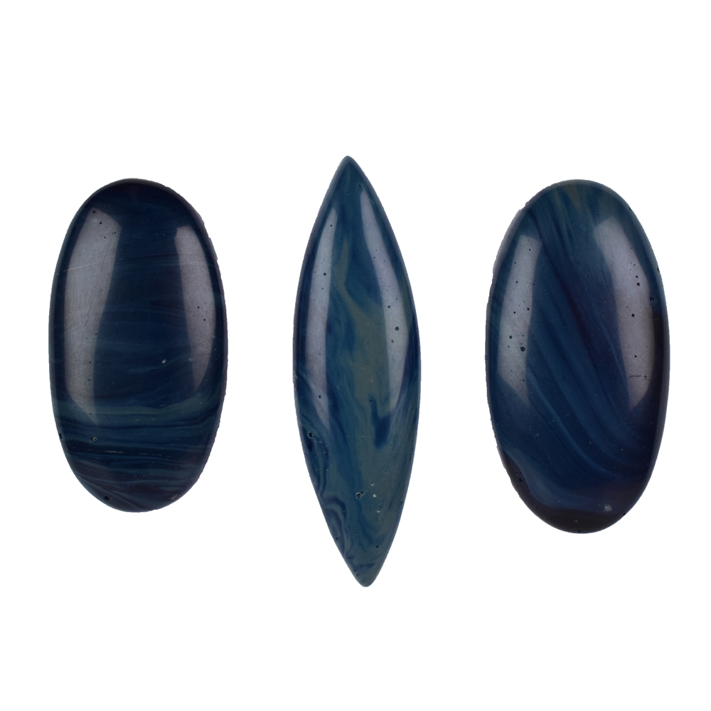 Cabochon Sieber "Agate" (blue slag) drilled, 4,0 - 5,0cm