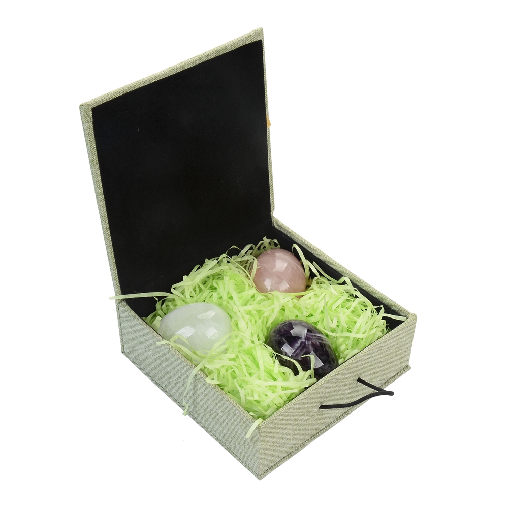  Gift Set Gemstone Eggs (Amethyst, Rock Crystal, Rose Quartz)