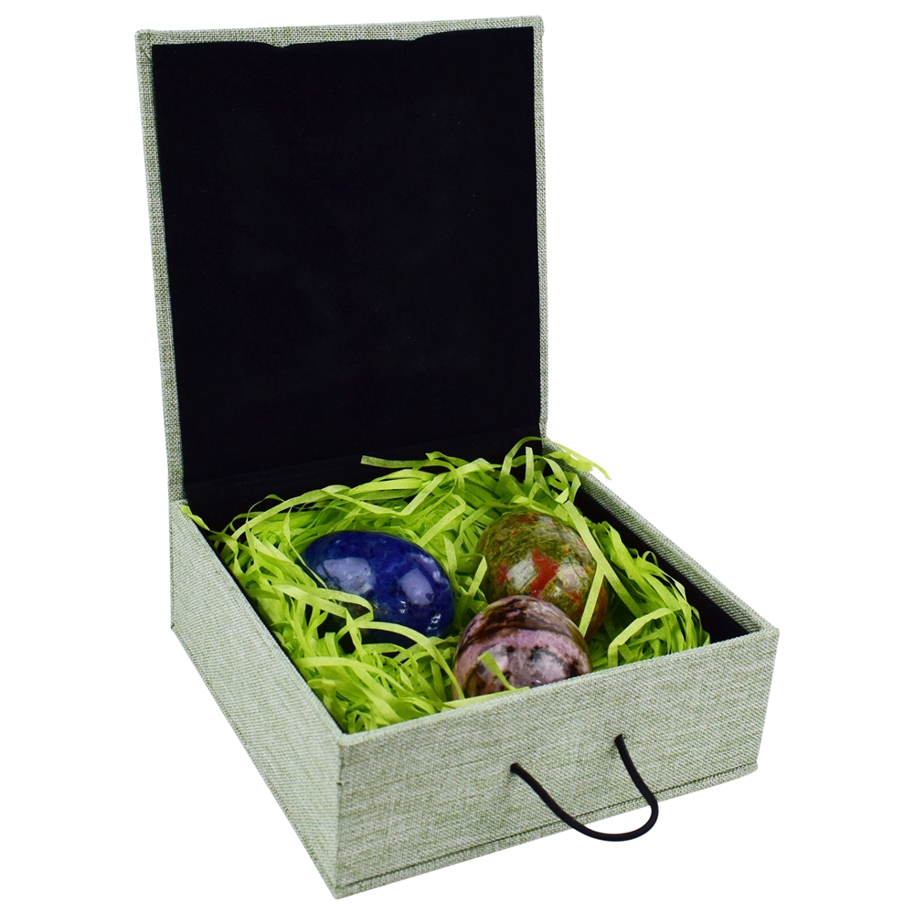  Set regalo di uova di gemme (rodonite, sodalite, unakite)