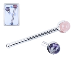 0500012057 Chi Massage Roller Set Amethyst / Rose Quartz | wholesaler gems & healing stones