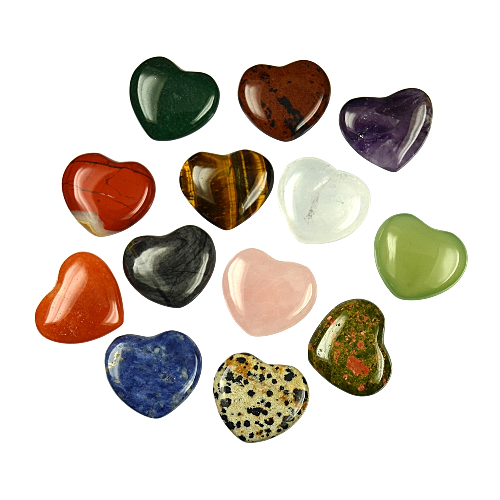  Herz (Taschenherz), gemischte Steinsorten, 2,8cm - mini  (50 St./VE)
