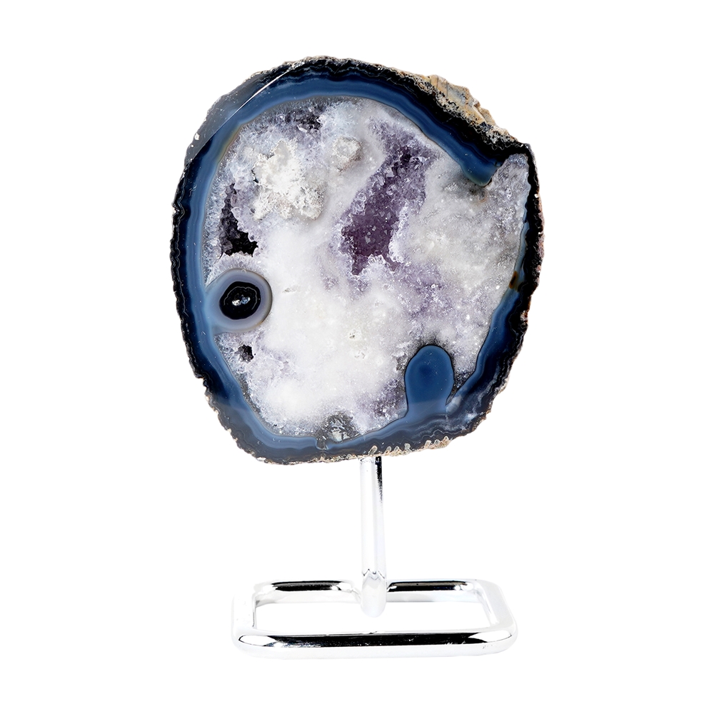 Agate Geode on metal stand, 15-16cm