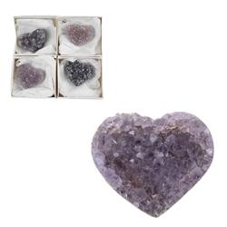 0501201307 Herz Amethyst Druzy C, 3,0 - 3,5cm (4 St./VE) | Edelsteine, Heilsteine & Schmuck