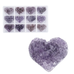 0501201312 Herz Amethyst Druzy C, 4,0cm (12 St./VE) | GH Edelsteine, Heilsteine & Schmuck