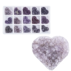 0501201315 Herz Amethyst Druzy C, 3,5cm (15 St./VE) | GH Edelsteine, Heilsteine & Schmuck