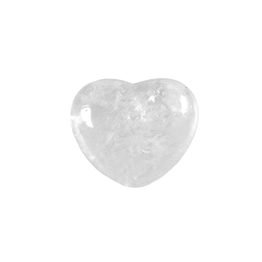 Cuore (cuore tascabile), cristallo di rocca, 3,3 x 3,9 cm