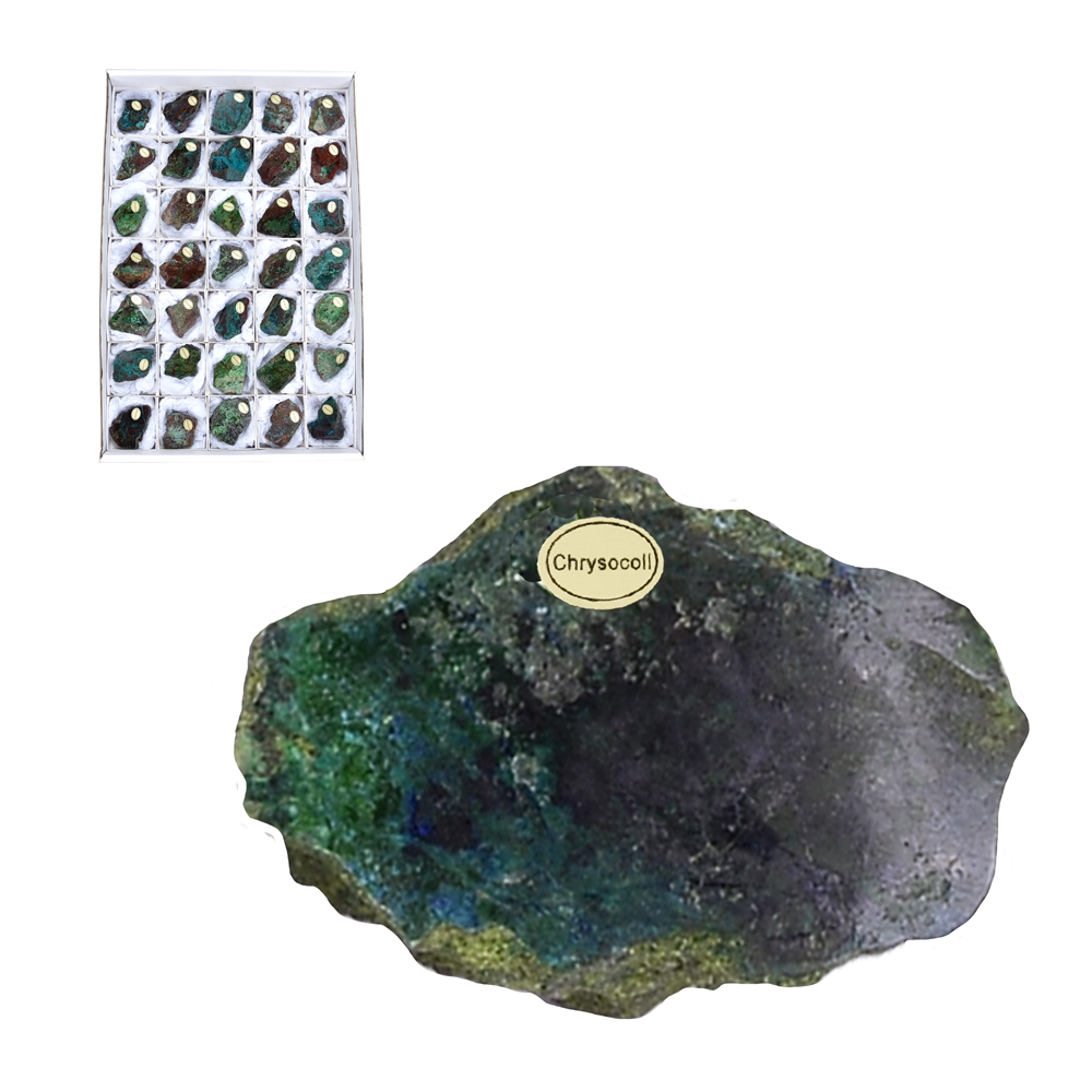 0505108035 One side polished pieces Chrysocoll-Cuprite, 03 - 05cm (35 pcs./ PU) | Marco Schreier