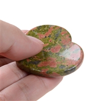 Touch Heart Unakite with Pouch Inserts