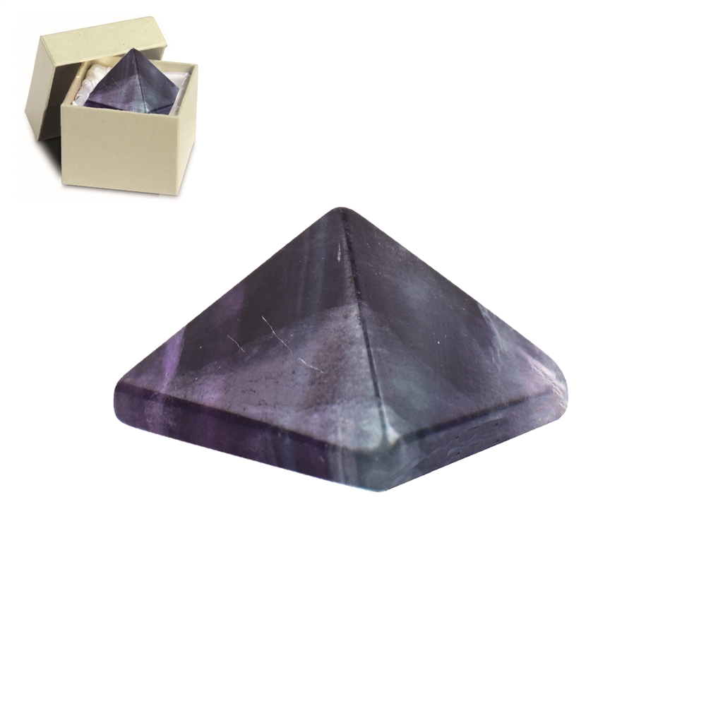 Piramide di fluorite in confezione regalo, 03 cm