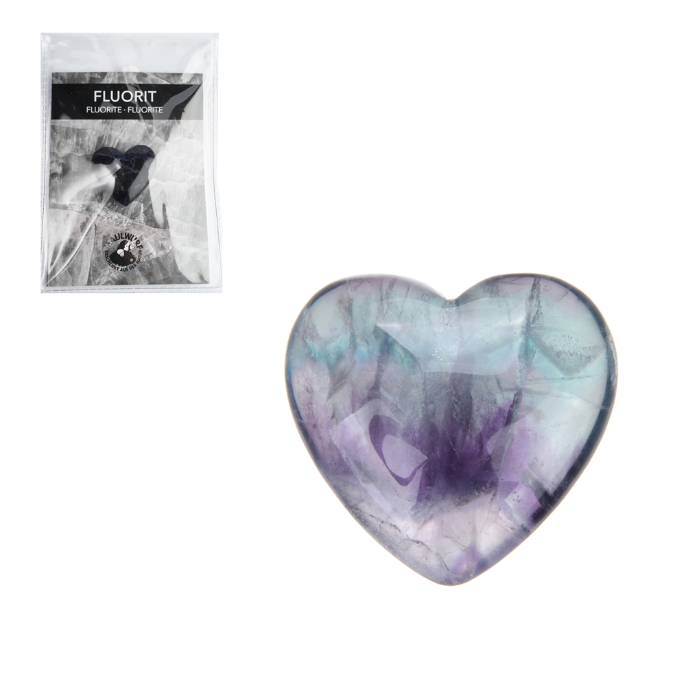 Heart, fluorite, 4,0cm, with enclosure in pouch
