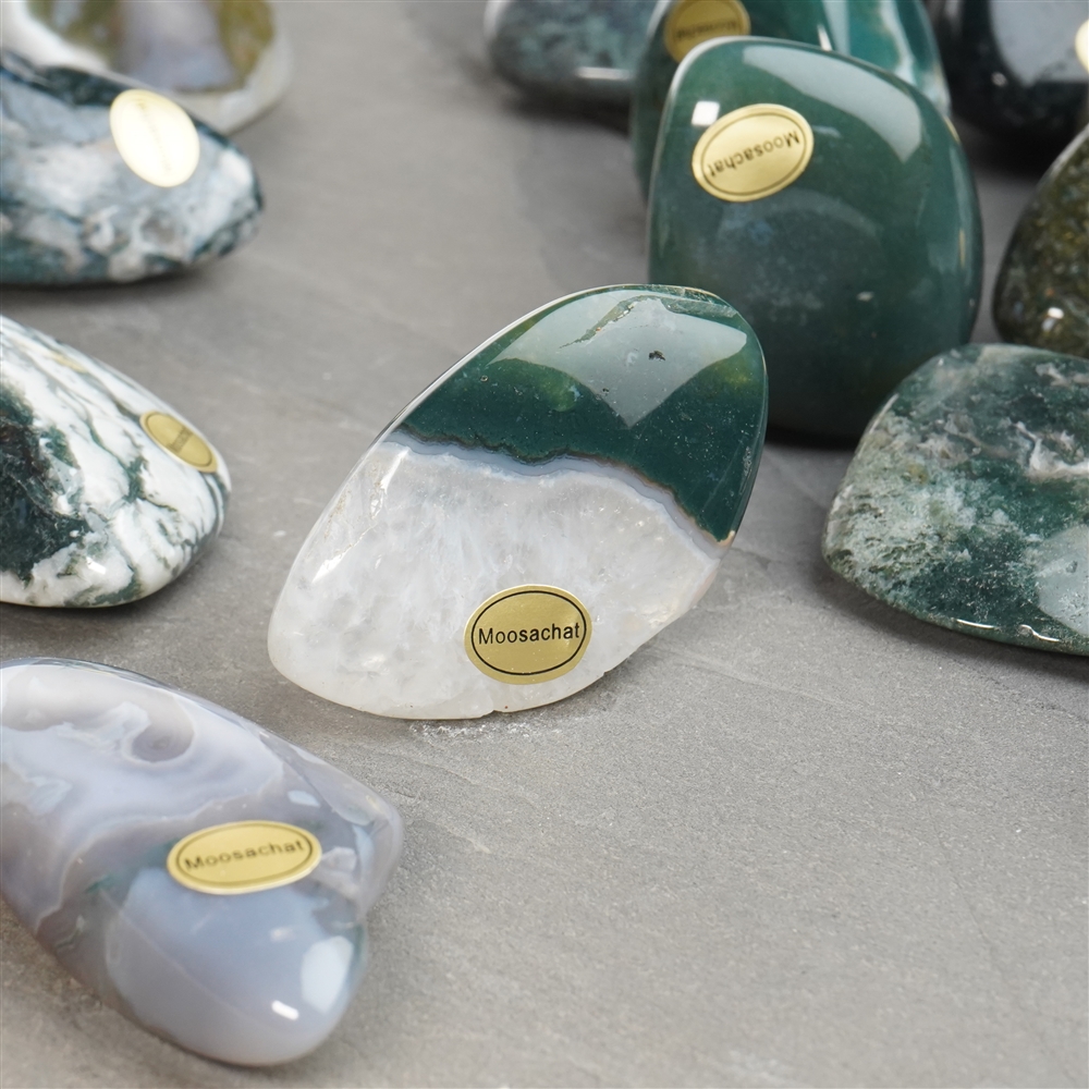 Tumbled Stones Moss Agate, 4,0 - 5,5cm (35 pcs./ PU)