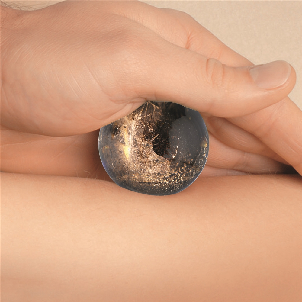 Palla da massaggio in quarzo fumé, 4,0 cm, in confezione regalo