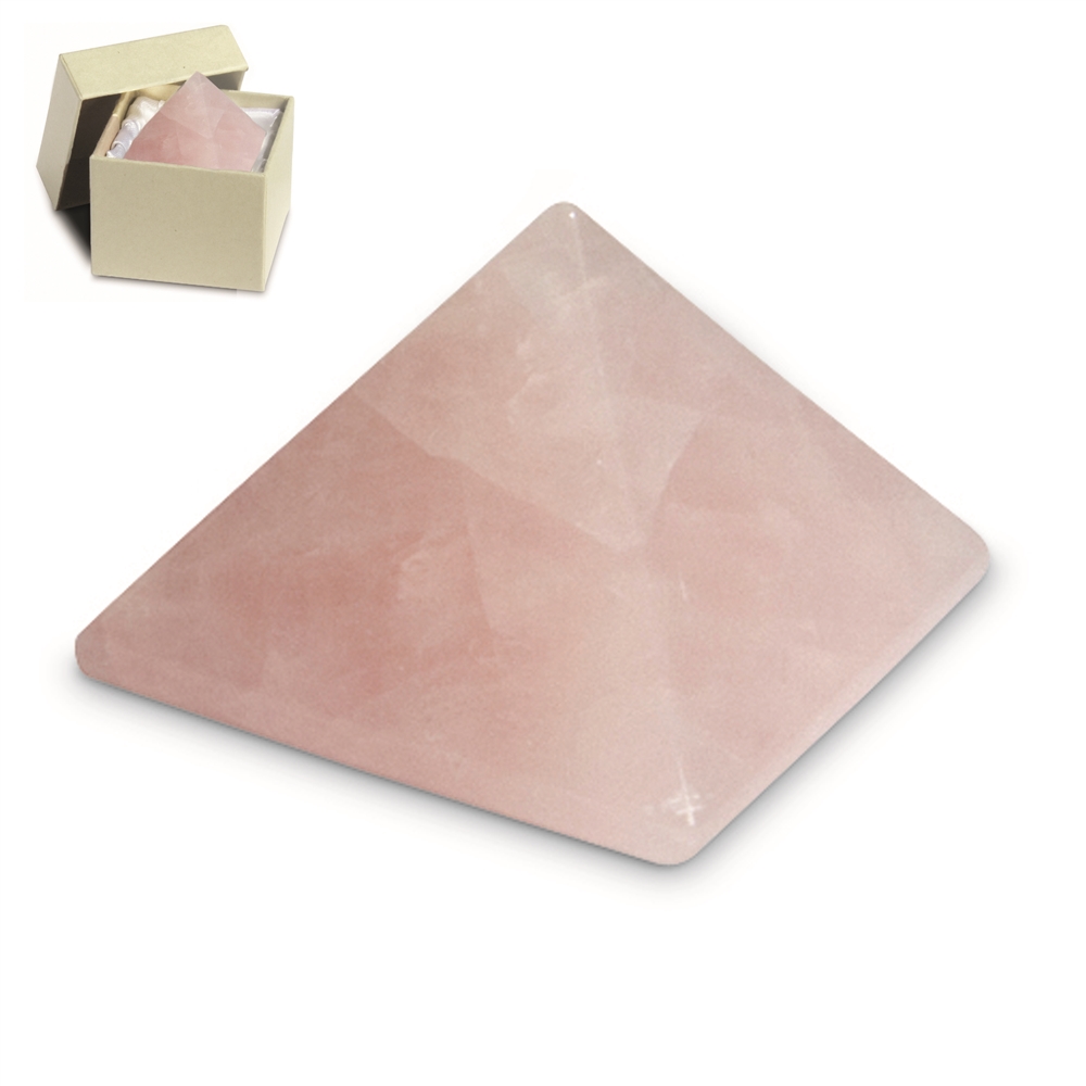 Pyramide Quartz rose dans boîte cadeau, 04cm