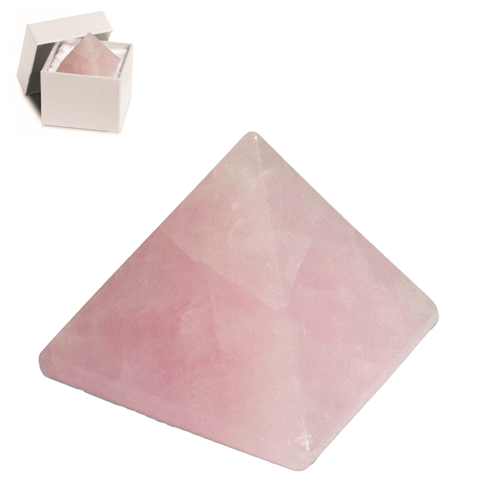 Pyramide Quartz rose dans boîte cadeau, 06cm