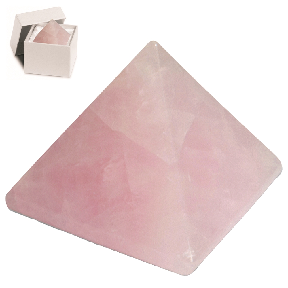 Pyramide Quartz rose dans boîte cadeau, 08cm