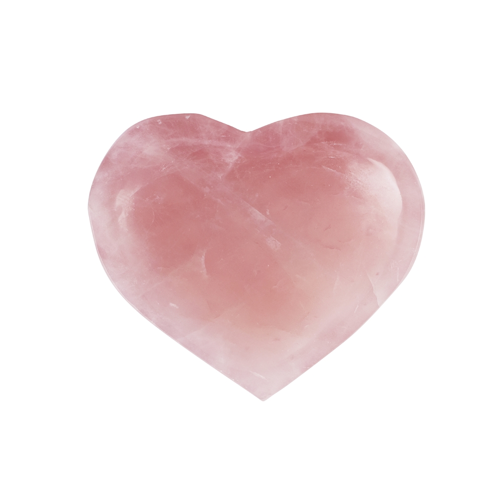Ciotola a cuore in quarzo rosa, 10,5 cm