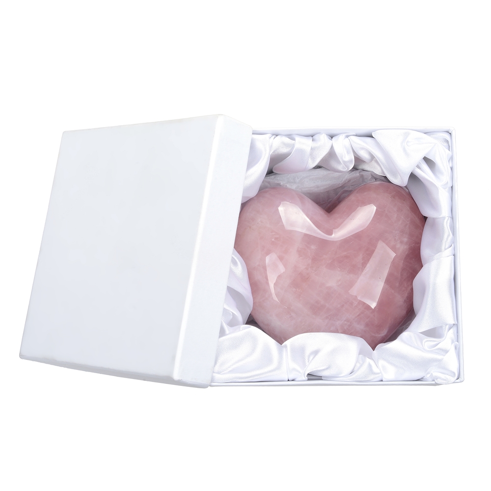 Cuore bulboso, quarzo rosa, 10 cm, confezione regalo