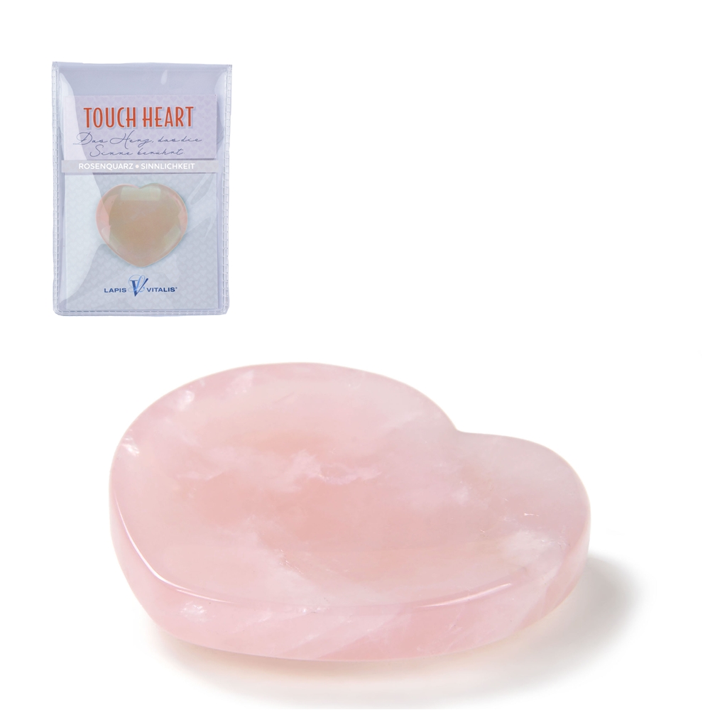 Touch Heart Quartz rose avec encart dans une pochette